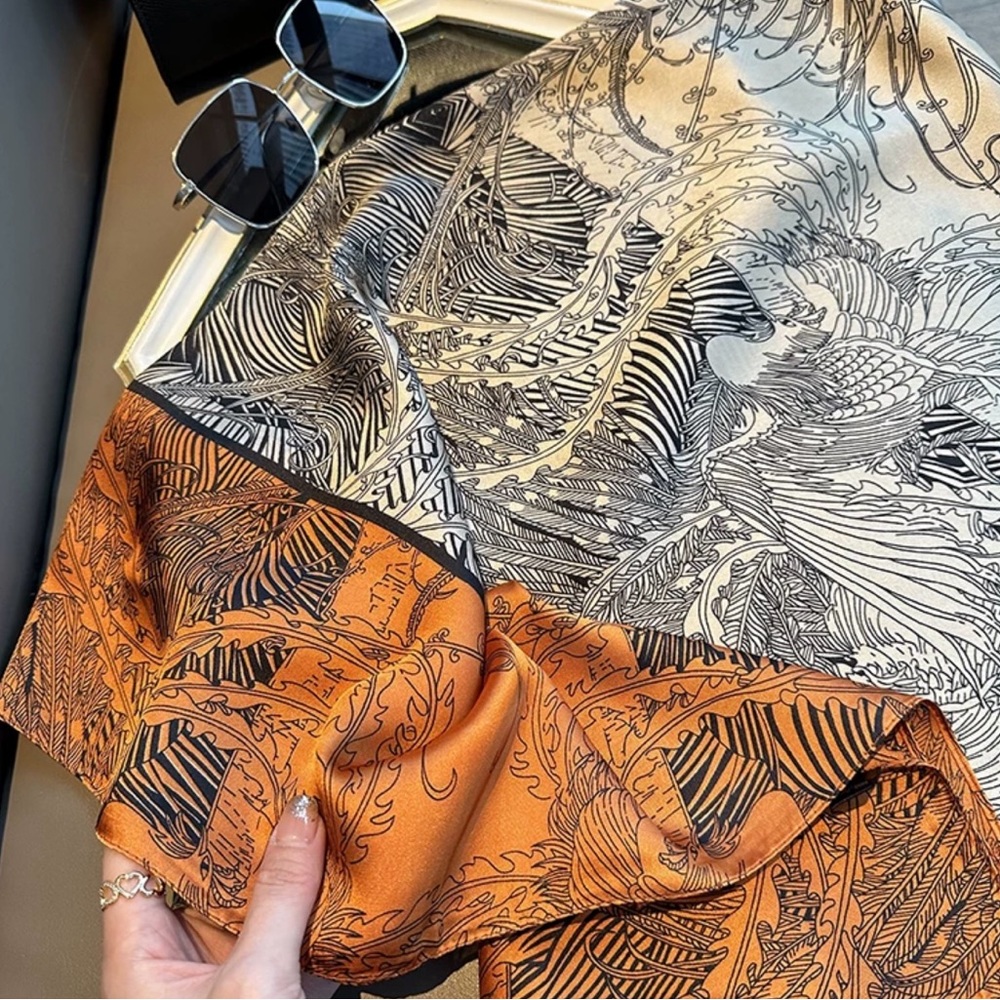 Square scarf, silk feeling, 42 inch X 42 inch